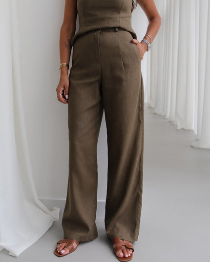 Ceres Raw Linen Set - Khaki