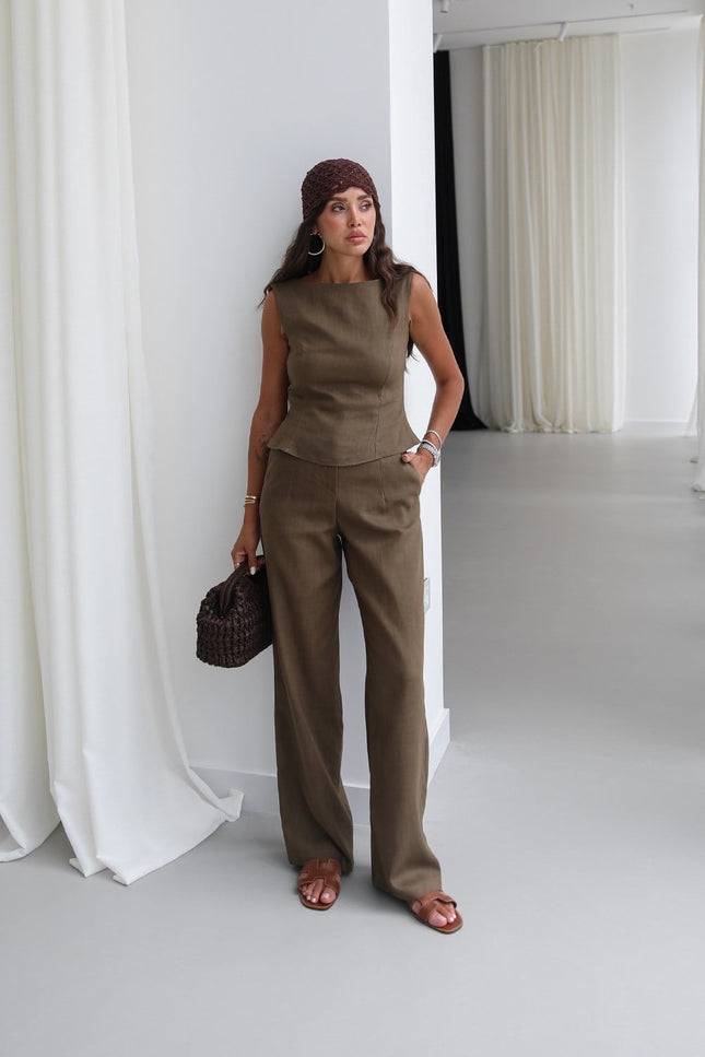 Ceres Raw Linen Set - Khaki