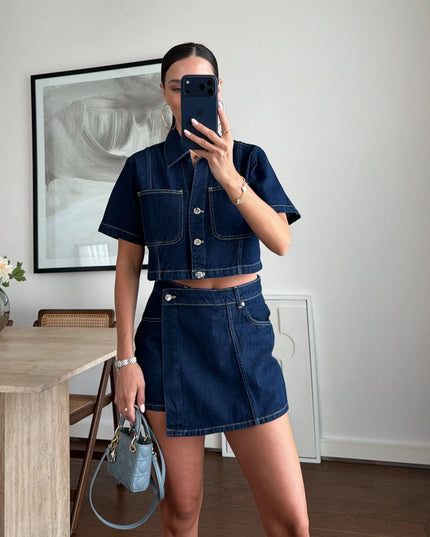 Navy Crop Shirt