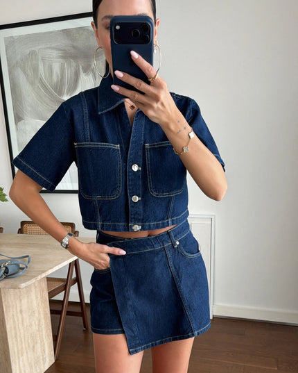 Navy Crop Shirt