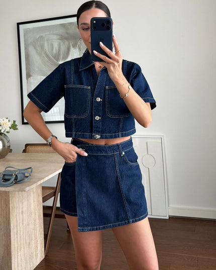Navy Crop Shirt