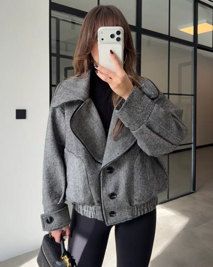 Bomber Jacket Herringbone Black