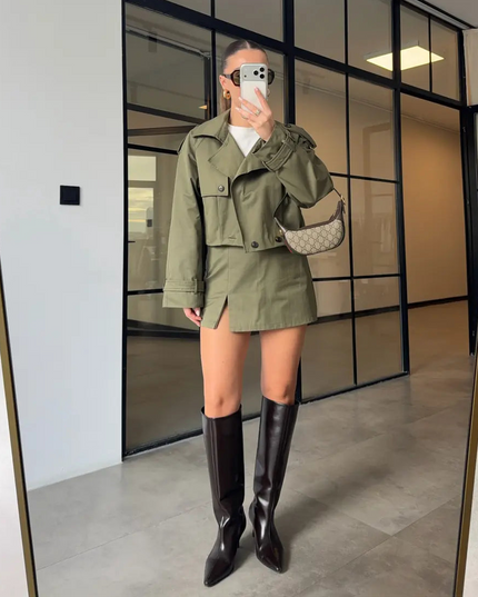 Luciana Belted Short Skirt Set (QUZU BRAND)