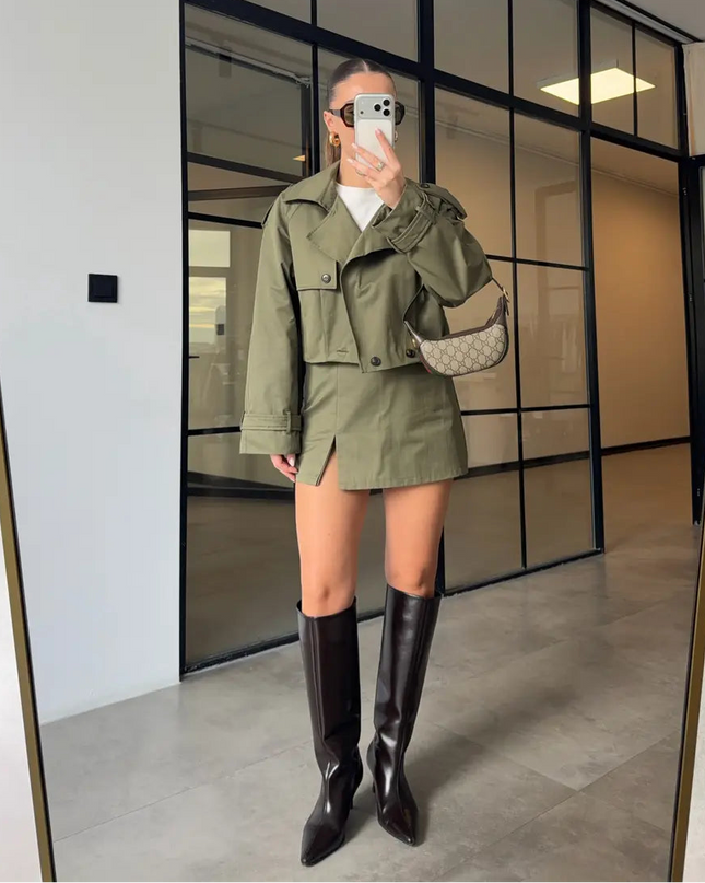 Luciana Belted Short Skirt Set (QUZU BRAND)