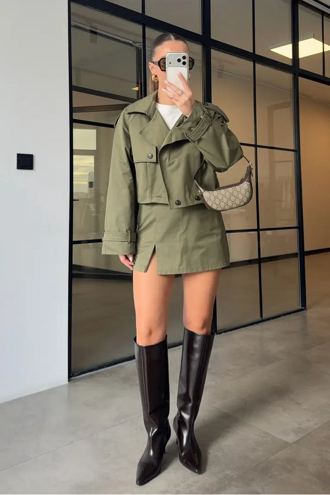 Luciana Belted Short Skirt Set (QUZU BRAND)