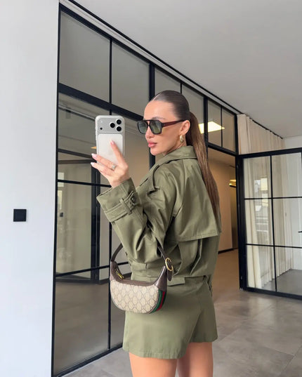 Luciana Belted Short Skirt Set (QUZU BRAND)