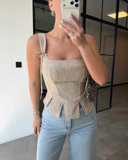 Strap Detail Corset Blouse