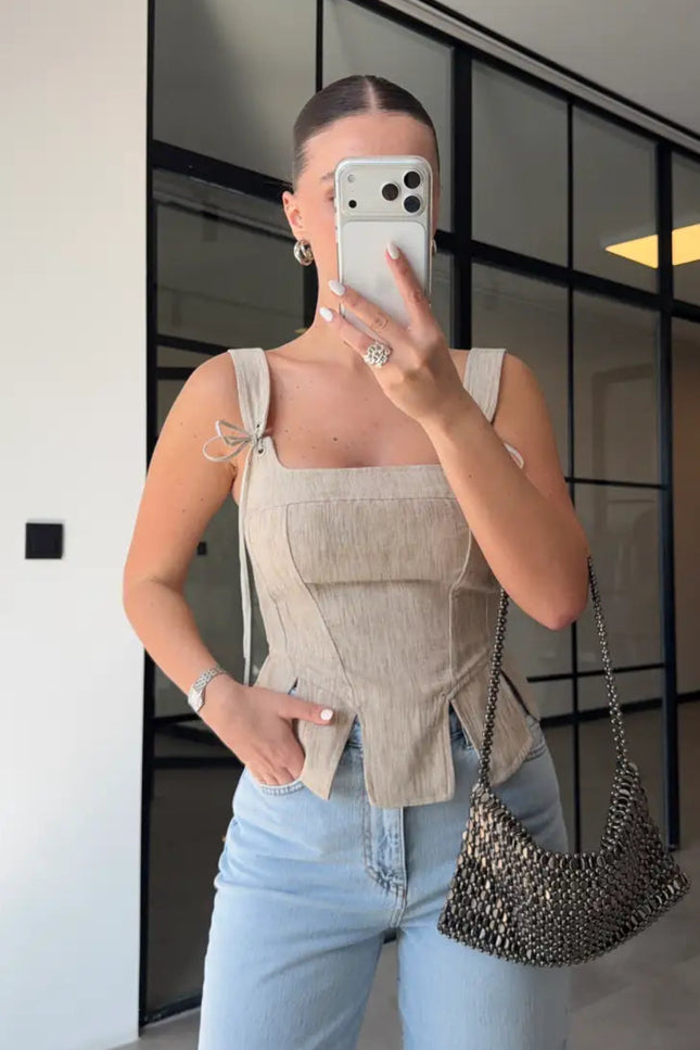 Strap Detail Corset Blouse