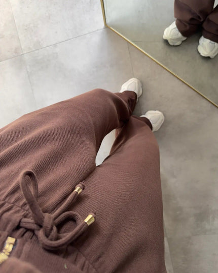 Premium Selanik Fabric Hooded Brown Tracksuit for Women with 100% Cotton