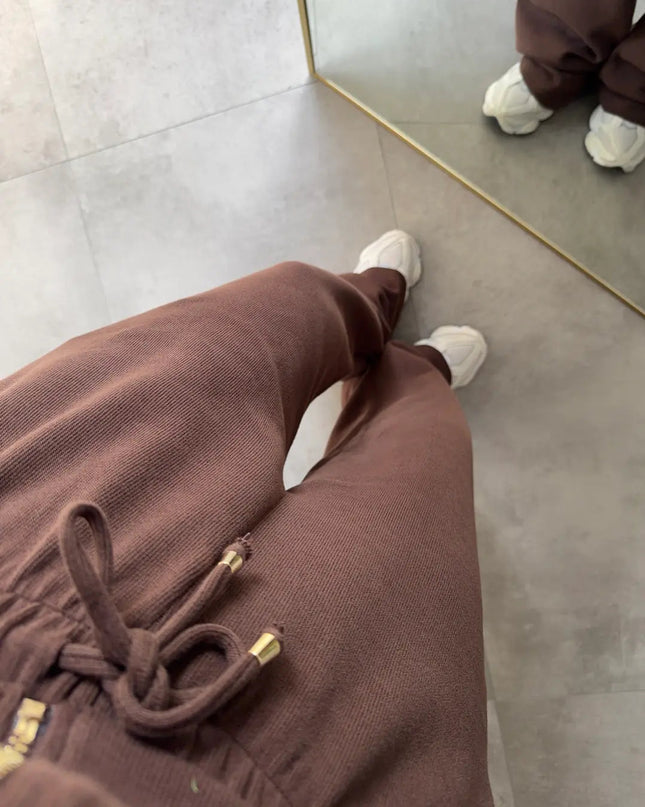 Premium Selanik Fabric Hooded Brown Tracksuit for Women with 100% Cotton