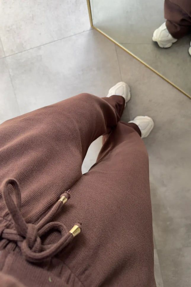 Premium Selanik Fabric Hooded Brown Tracksuit for Women with 100% Cotton