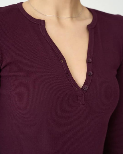 Basic long sleeve with Button - Gray