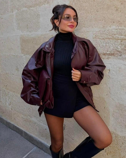 Macoron Rough Leather Jacket BORDO