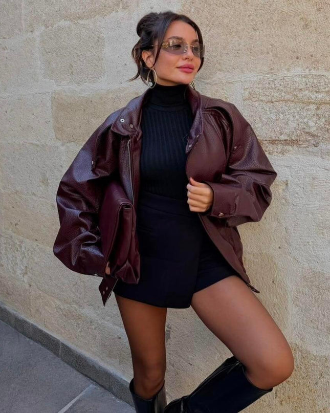 Macoron Rough Leather Jacket BORDO