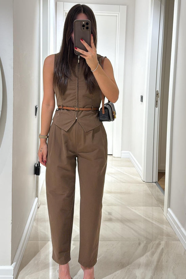 Victoria Belted Vest and Trousers Set