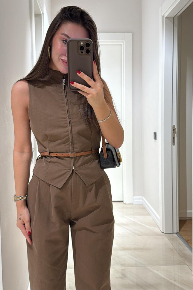 Victoria Belted Vest and Trousers Set