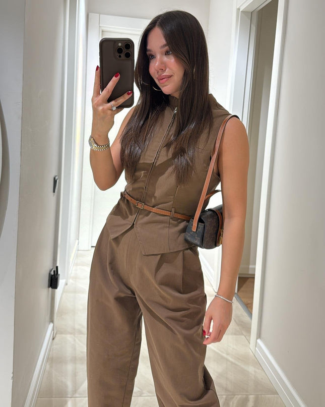 Victoria Belted Vest and Trousers Set