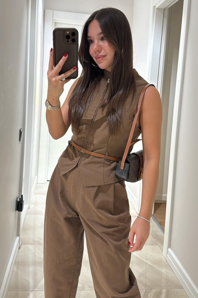 Victoria Belted Vest and Trousers Set