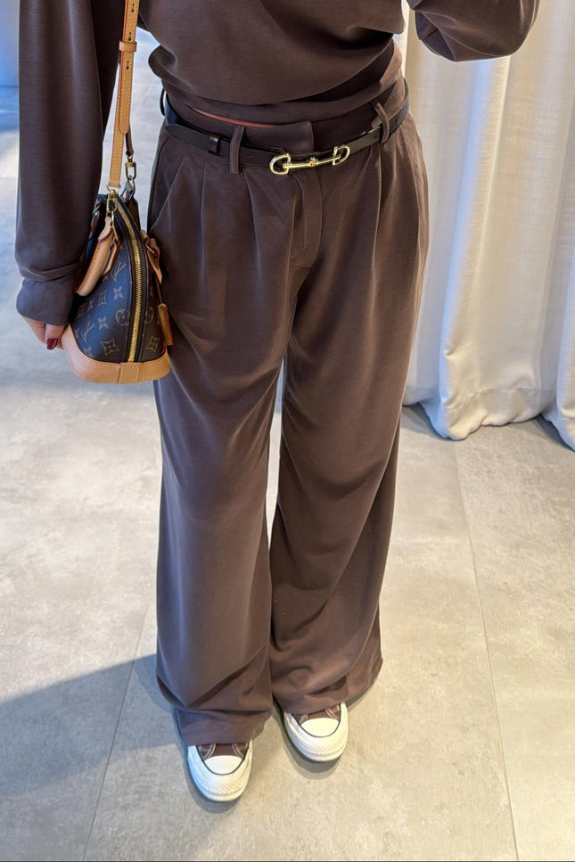 Polo Collar Palazzo Pants Set