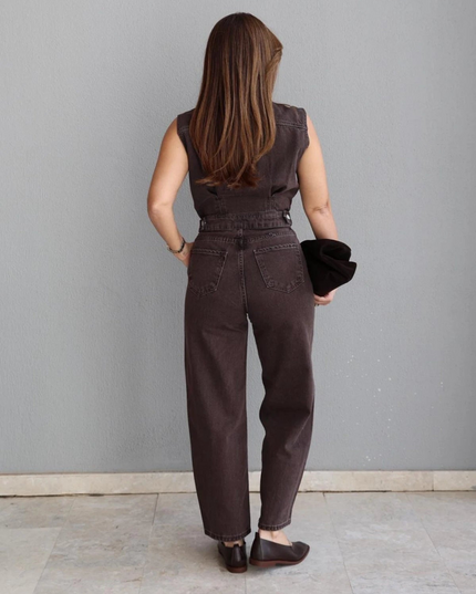 Kahverengi Pens Detay Jean Tulum