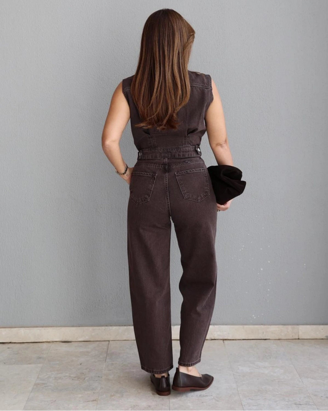 Kahverengi Pens Detay Jean Tulum