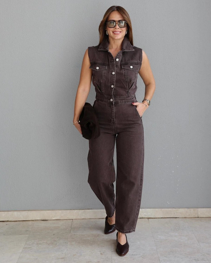 Kahverengi Pens Detay Jean Tulum