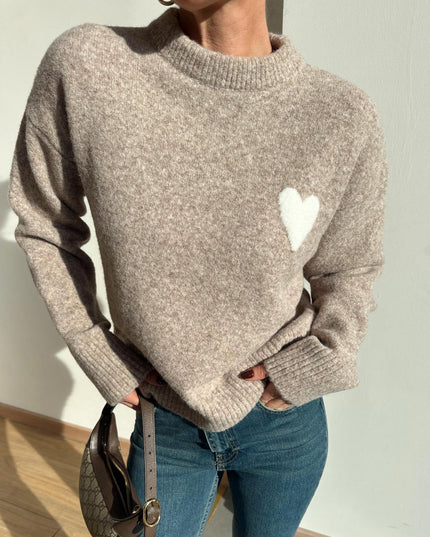Cozy Heart Soft Textured Mink Sweater for Women - Stylish and Warm Knitwear