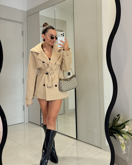 Kiara Camel Belted Trench Coat
