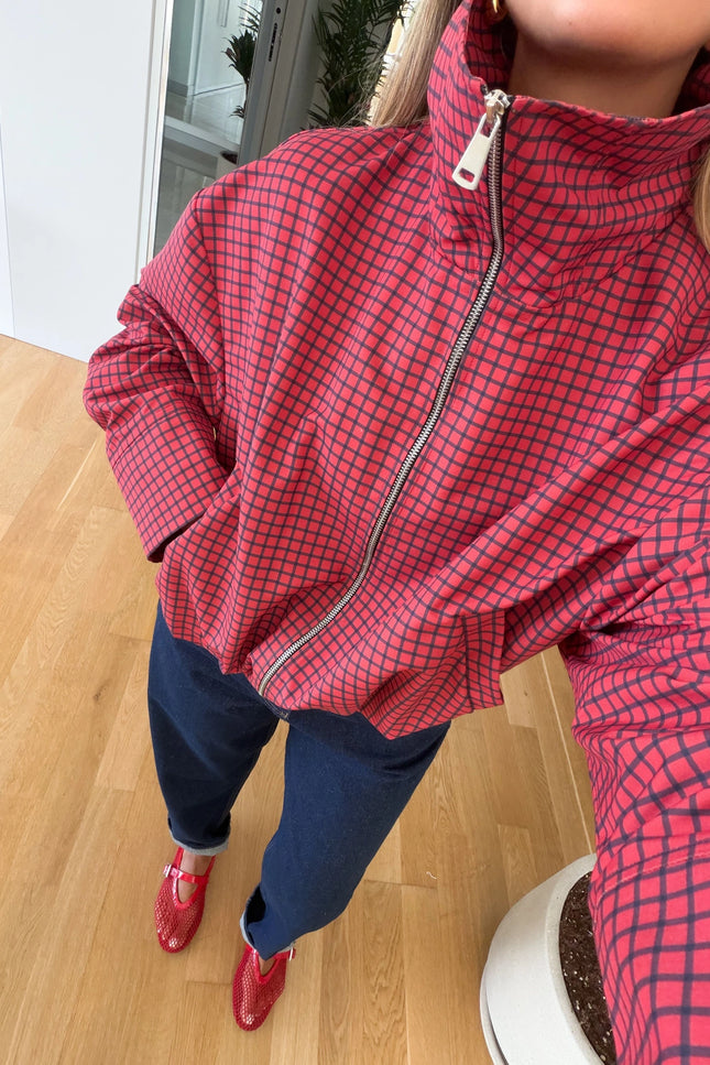 Selena Red Plaid Bomber Jacket