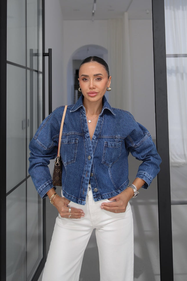 Dark Blue Corto Denim Shirt Jacket
