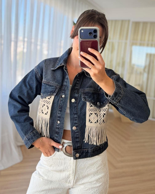 Crochet Pocket Denim Jacket