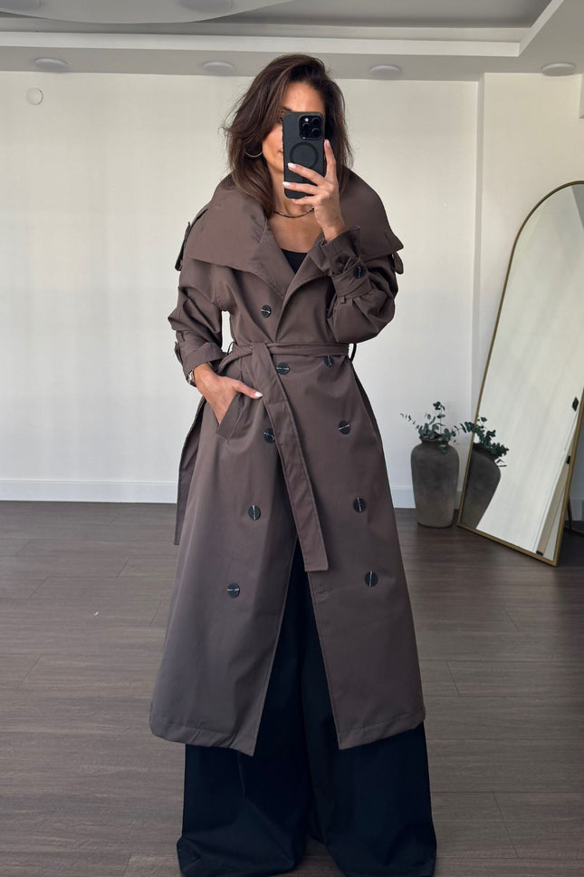 Aya Belted Long Trench Coat