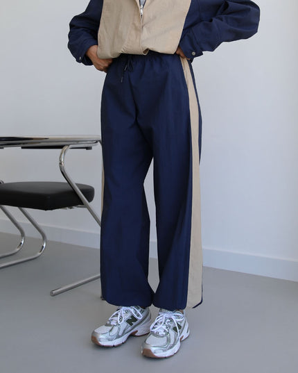 Navy Snap-Button Jacket Trousers Parachute Set