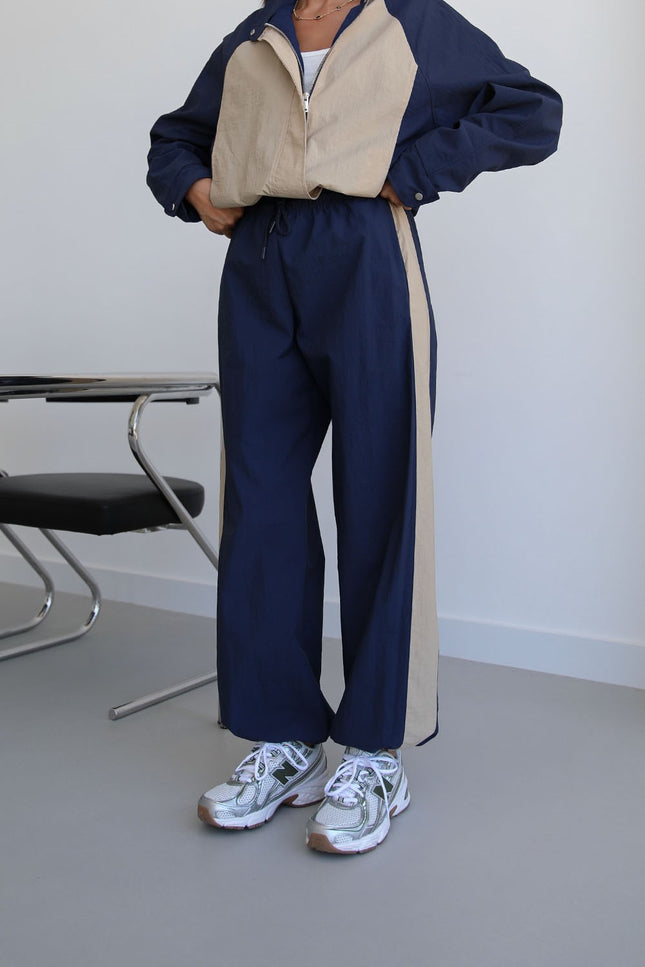 Navy Snap-Button Jacket Trousers Parachute Set