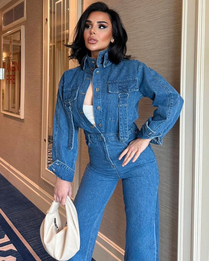 Lansor Denim Kemer Detaylı Tulum Mavi