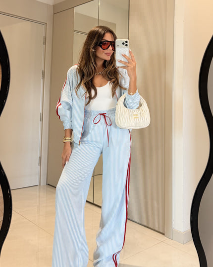 Larisa Blue Striped Twist Set