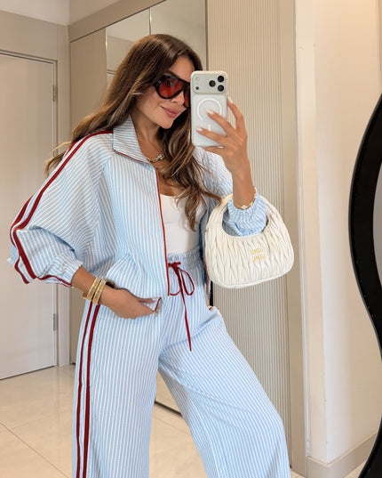 Larisa Blue Striped Twist Set