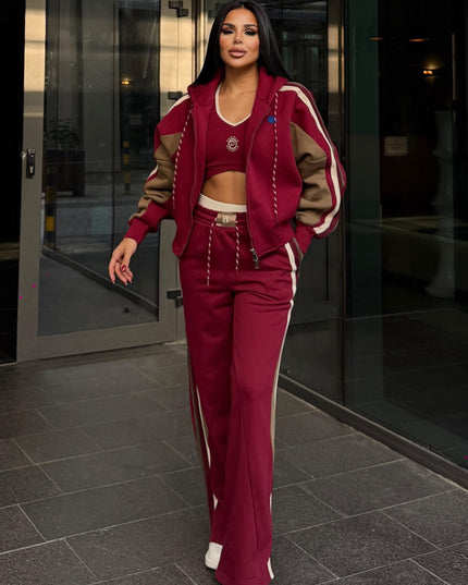 Lenis Three-Piece Sports Set - Burgundy