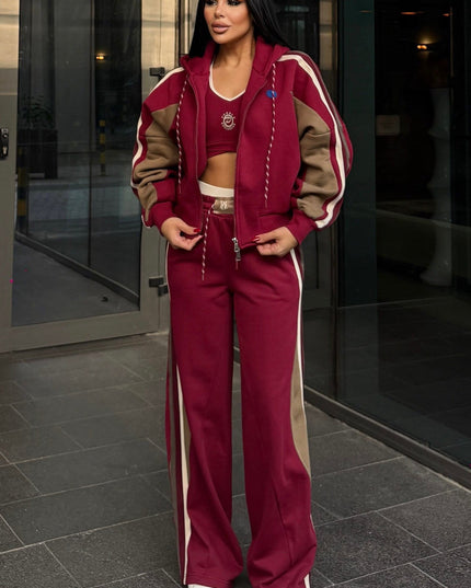 Lenis Three-Piece Sports Set - Burgundy