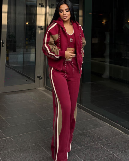 Lenis Three-Piece Sports Set - Burgundy