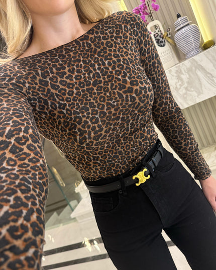 Luxurious Leopard Print Cashmere Blend Blouse for Women - Soft & Stylish