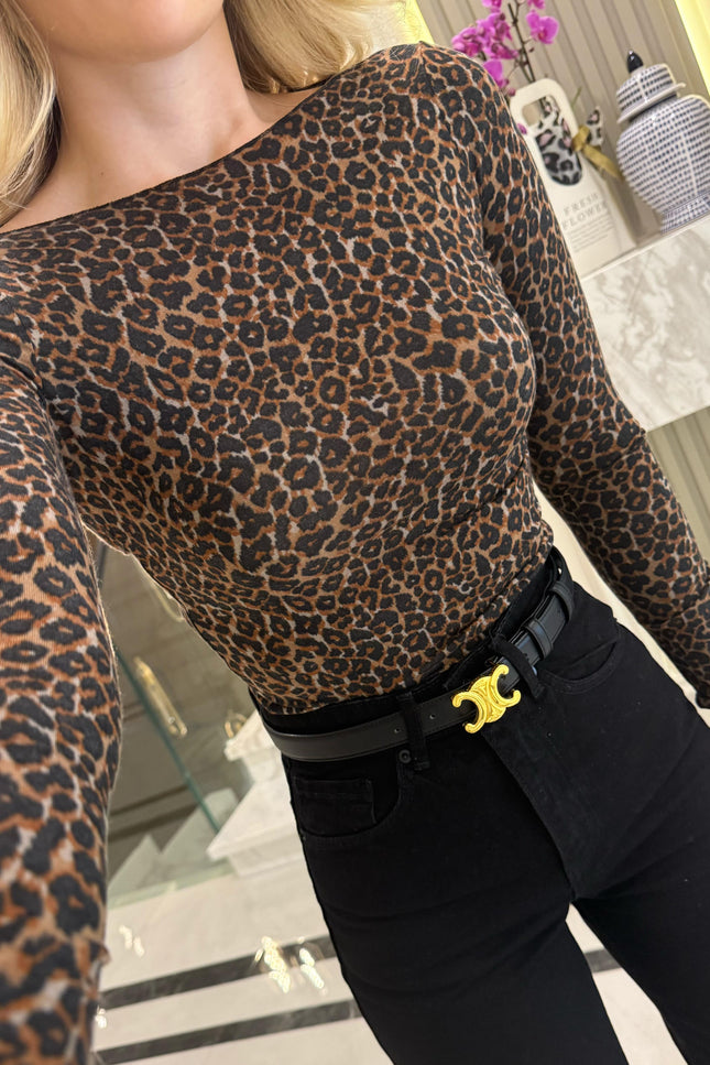 Luxurious Leopard Print Cashmere Blend Blouse for Women - Soft & Stylish