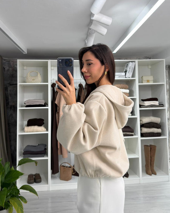 Lorena Oversize Stone Hooded Jacket