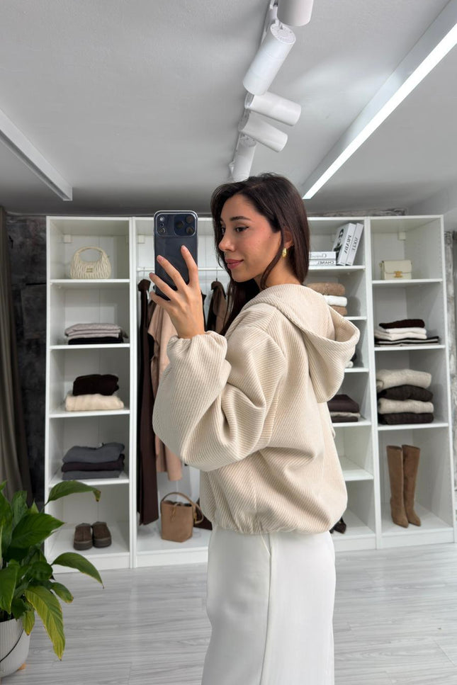 Lorena Oversize Stone Hooded Jacket