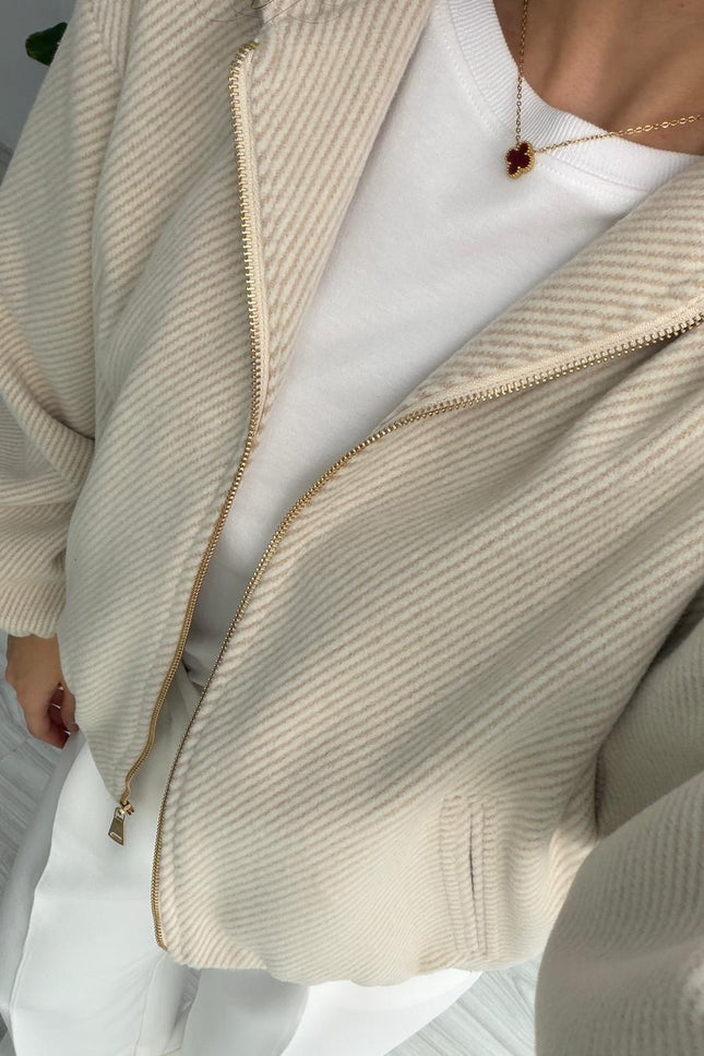 Lorena Oversize Stone Hooded Jacket