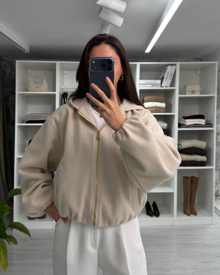 Lorena Oversize Stone Hooded Jacket