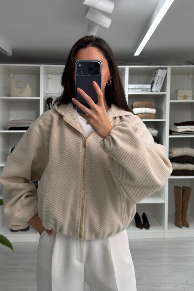Lorena Oversize Stone Hooded Jacket