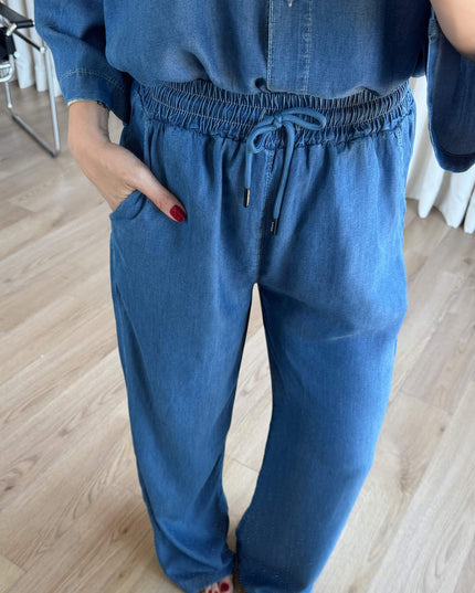 Blue Shirt Trousers Tencel Set