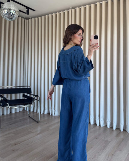Blue Shirt Trousers Tencel Set