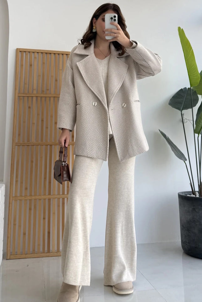 Chic Stone Wool Blend Coat